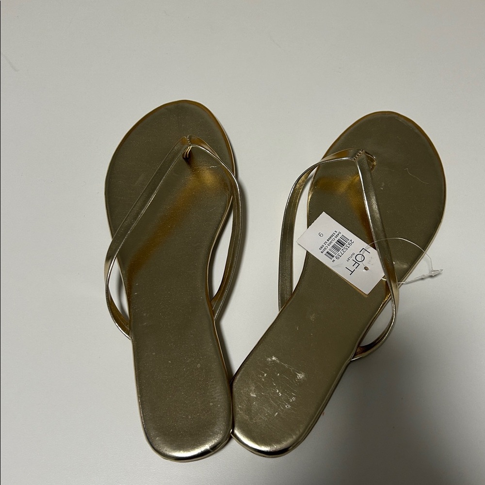 LOFT Shimmering Gold Flip-Flops